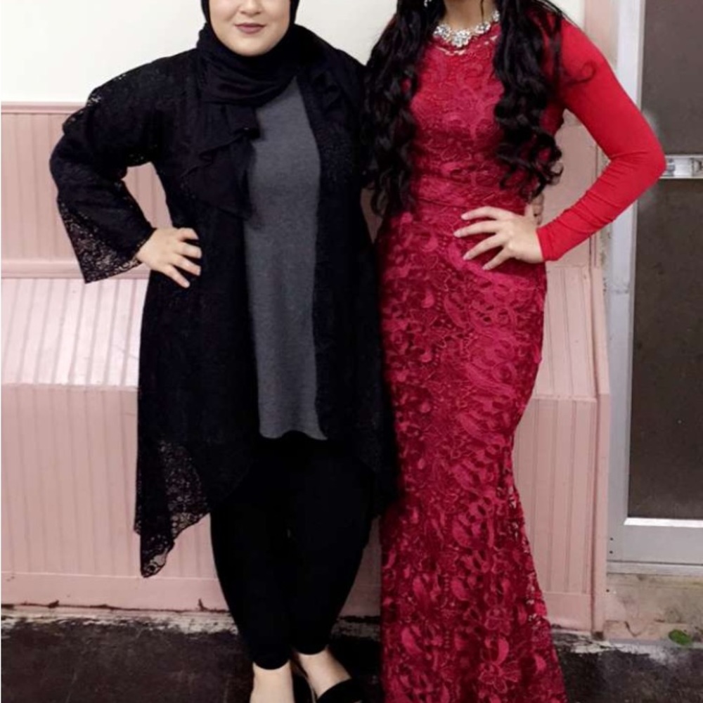 Red lace dress